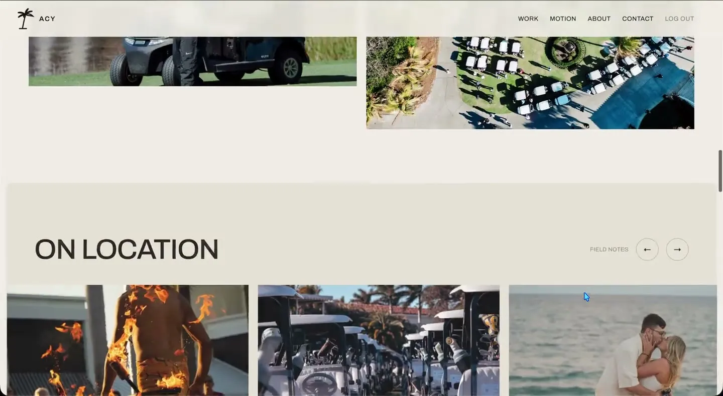 The ACY photography portfolio site, a client build by Punaro Web Solutions