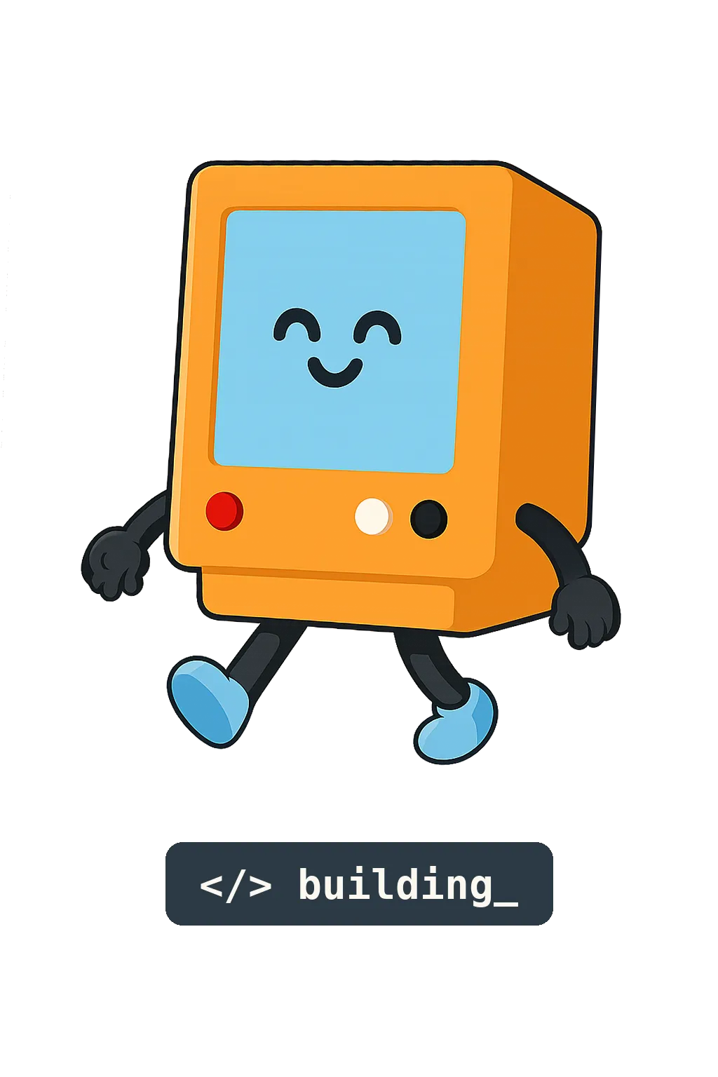 Mascot walking above a building code chip