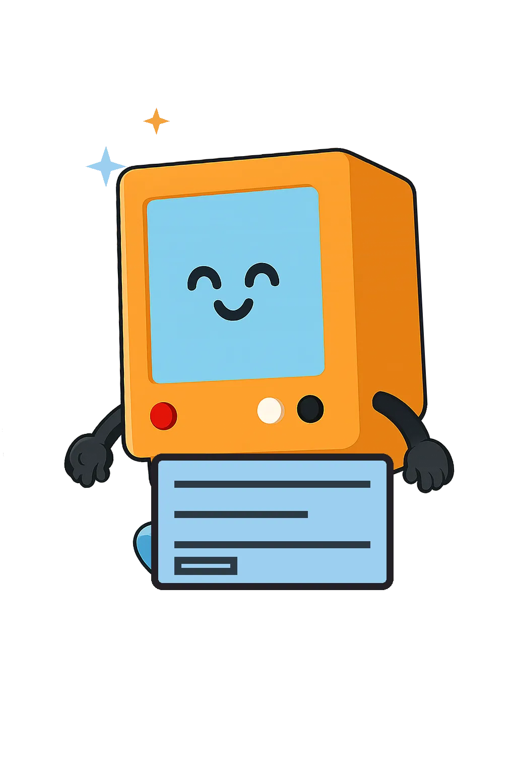 Mascot studying a blueprint